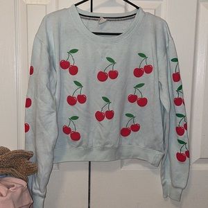 Cherry Print Long Sweatshirt